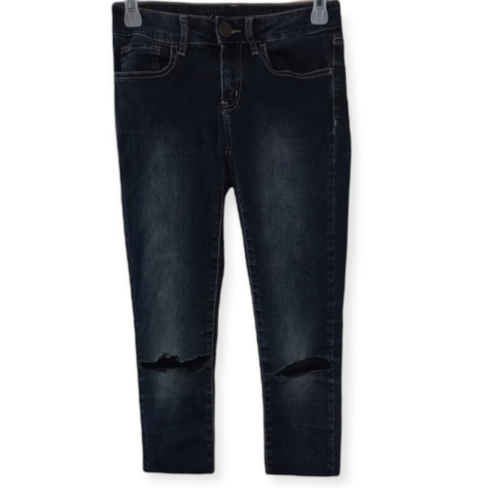 SO JEANS size 3 dark wash distressed denim jeans